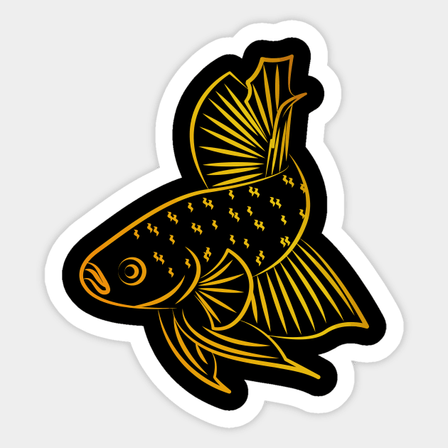 Golden Elegance: The Betta in Darkness Sticker by ConnectingtoNature